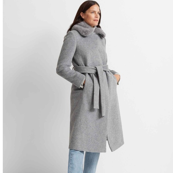 Club Monoco Baylee Long Wrap Wool Coat Gray Size S - Picture 3 of 15